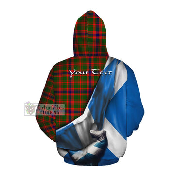 Kinninmont Tartan Cotton Hoodie with Family Crest Scotland Patriotic Style Pullover Hoodie - Tartan Vibes Clothing