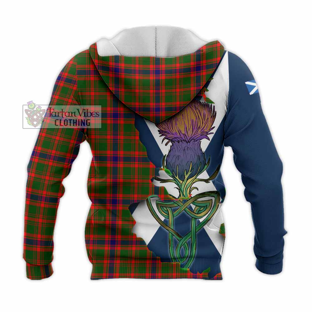 Kinninmont Tartan Family Crest Knitted Hoodie Scottish Thistle Celtic Inspired - Tartan Vibes Clothing