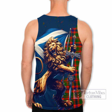 Kinninmont Tartan Family Crest Men's Tank Top with Scottish Majestic Lion - Tartan Vibes Clothing