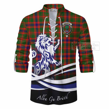 Kinninmont Tartan Ghillie Kilt Shirt with Alba Gu Brath Regal Lion Emblem - Tartan Vibes Clothing