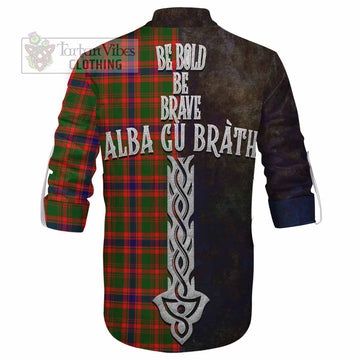Kinninmont Tartan Family Crest Ghillie Kilt Shirt Alba Gu Brath Be Brave Lion Ancient Style - Tartan Vibes Clothing
