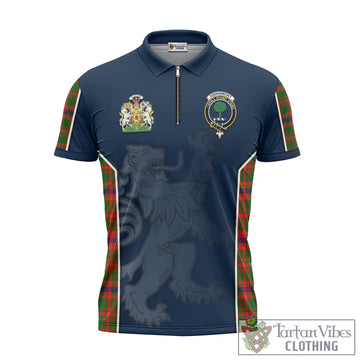 Kinninmont Tartan Zipper Polo Shirt with Family Crest and Lion Rampant Vibes Sport Style - Tartan Vibes Clothing
