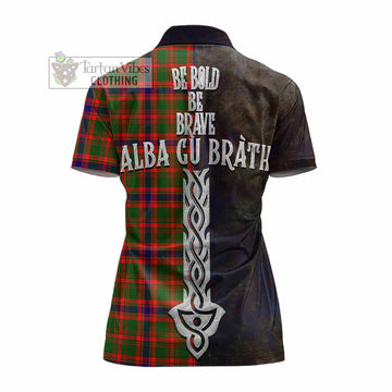 Kinninmont Tartan Family Crest Women's Polo Shirt Alba Gu Brath Be Brave Lion Ancient Style - Tartan Vibes Clothing