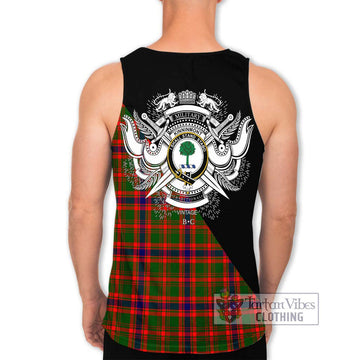 Kinninmont Tartan Men's Tank Top with Family Crest and Military Logo Style - Tartan Vibes Clothing