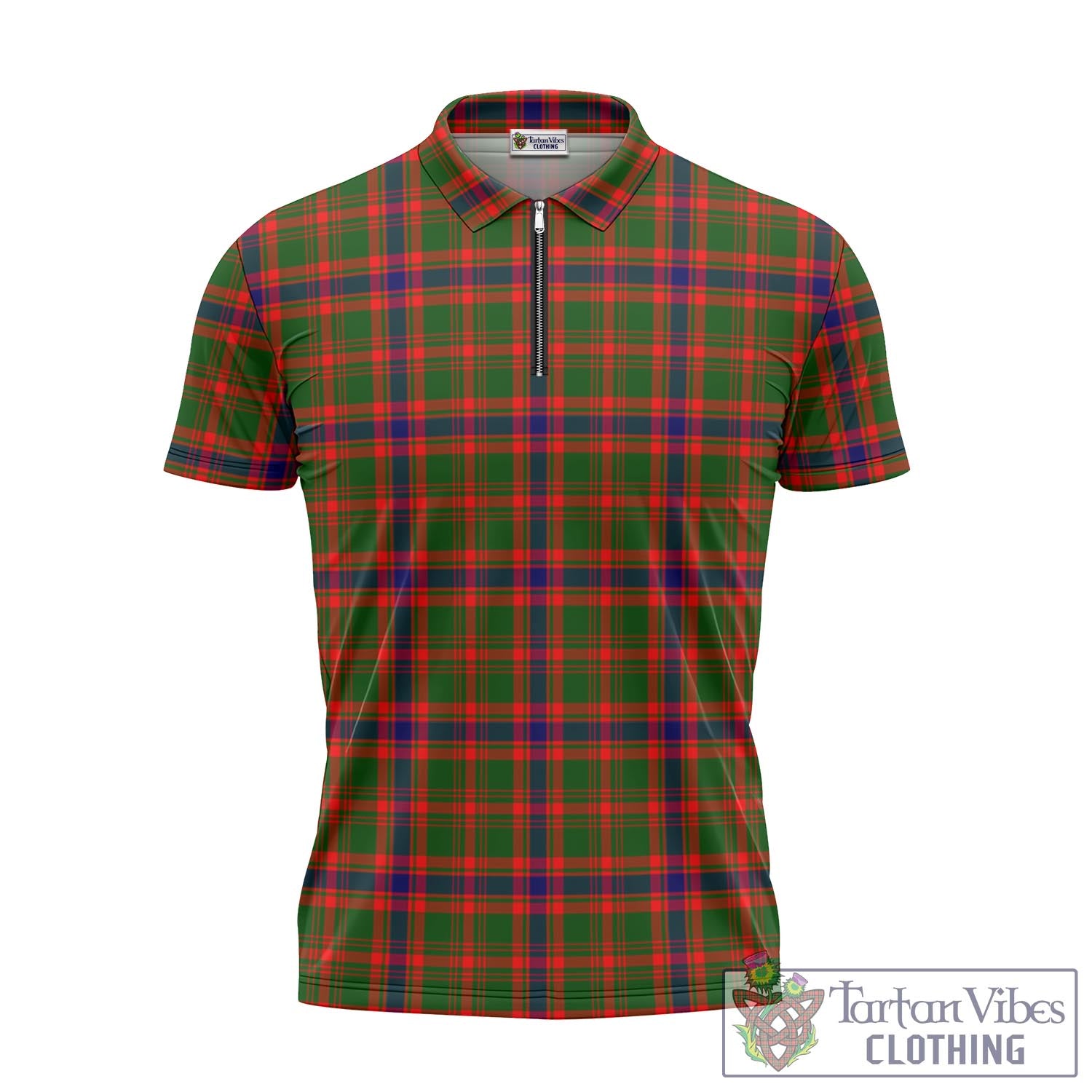 Kinninmont Tartan Zipper Polo Shirt - Tartan Vibes Clothing