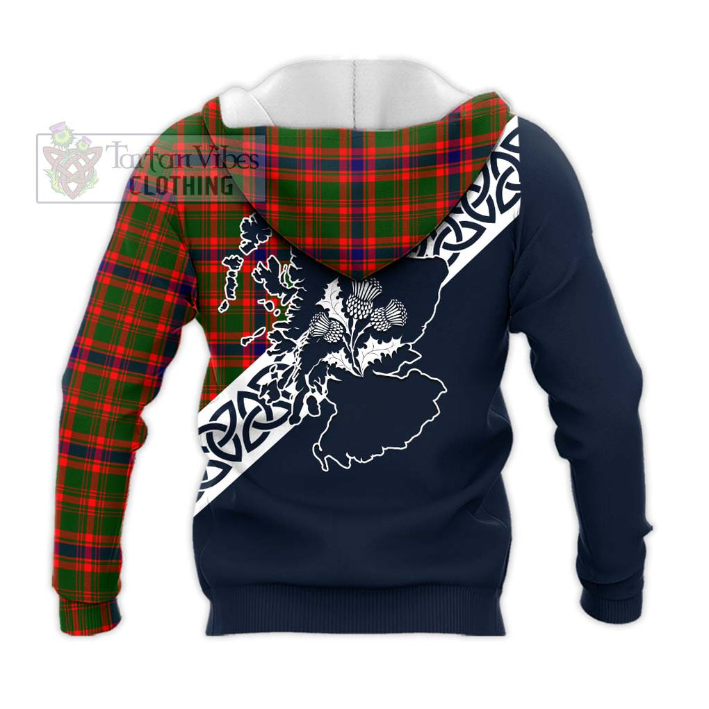 Kinninmont Tartan Knitted Hoodie Featuring Thistle and Scotland Map - Tartan Vibes Clothing