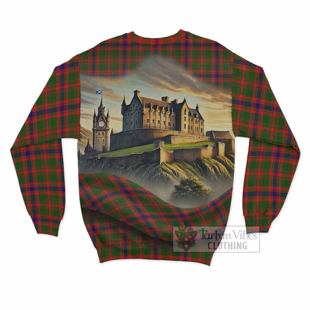 Kinninmont Tartan Family Crest Sweatshirt with Scottish Ancient Castle Style - Tartan Vibes Clothing