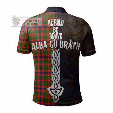 Kinninmont Tartan Family Crest Polo Shirt Alba Gu Brath Be Brave Lion Ancient Style - Tartan Vibes Clothing