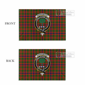 Tartan Vibes Clothing Kinninmont Tartan House Flag with Family Crest