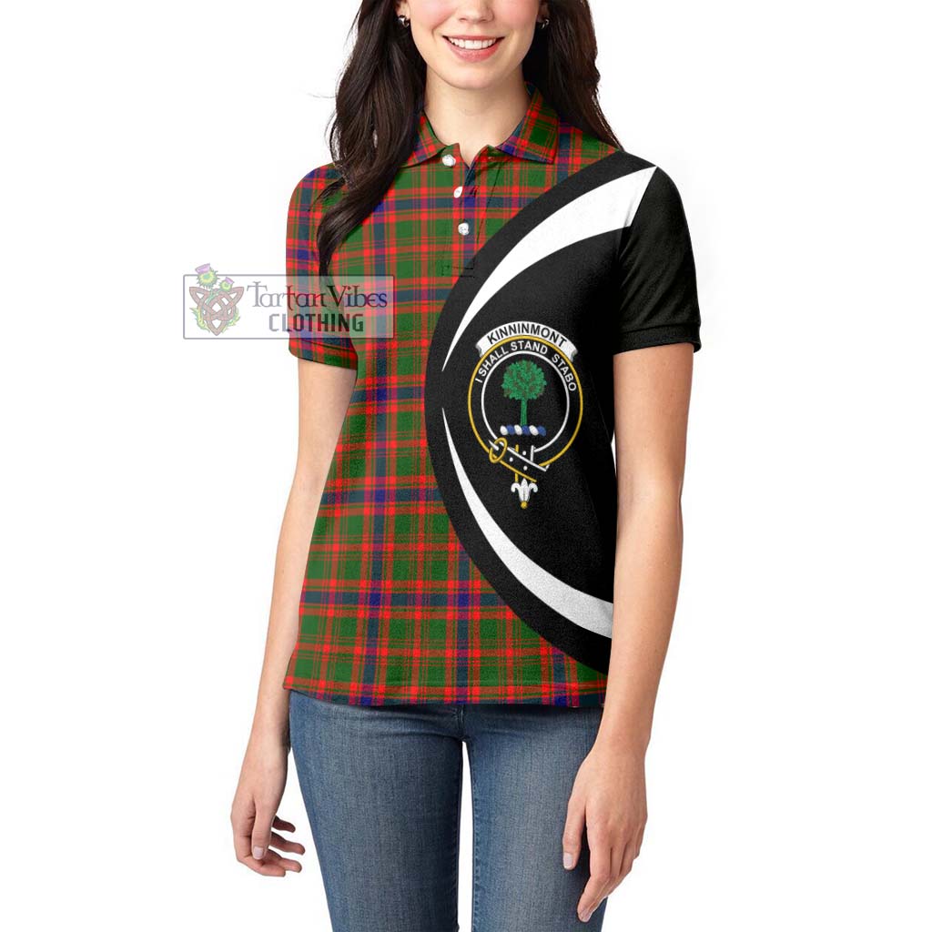Kinninmont Tartan Women's Polo Shirt with Family Crest Circle Style - Tartan Vibes Clothing