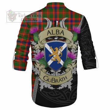 Kinninmont Tartan Family Crest Ghillie Kilt Shirt Lion Rampant Royal Thistle Shield Celtic Inspired - Tartan Vibes Clothing