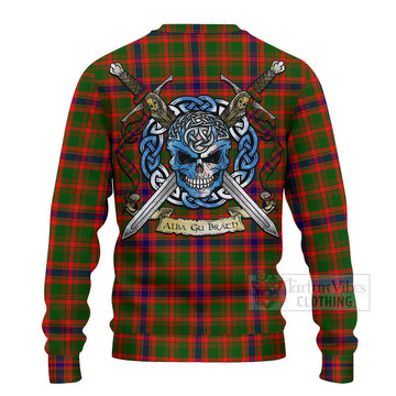 Kinninmont Tartan Ugly Sweater with Family Crest Celtic Skull Style - Tartan Vibes Clothing