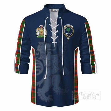 Kinninmont Tartan Ghillie Kilt Shirt with Family Crest and Lion Rampant Vibes Sport Style - Tartan Vibes Clothing