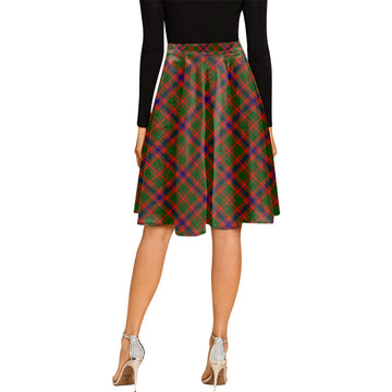 Kinninmont Tartan Melete Pleated Midi Skirt Cross Style - Tartan Vibes Clothing