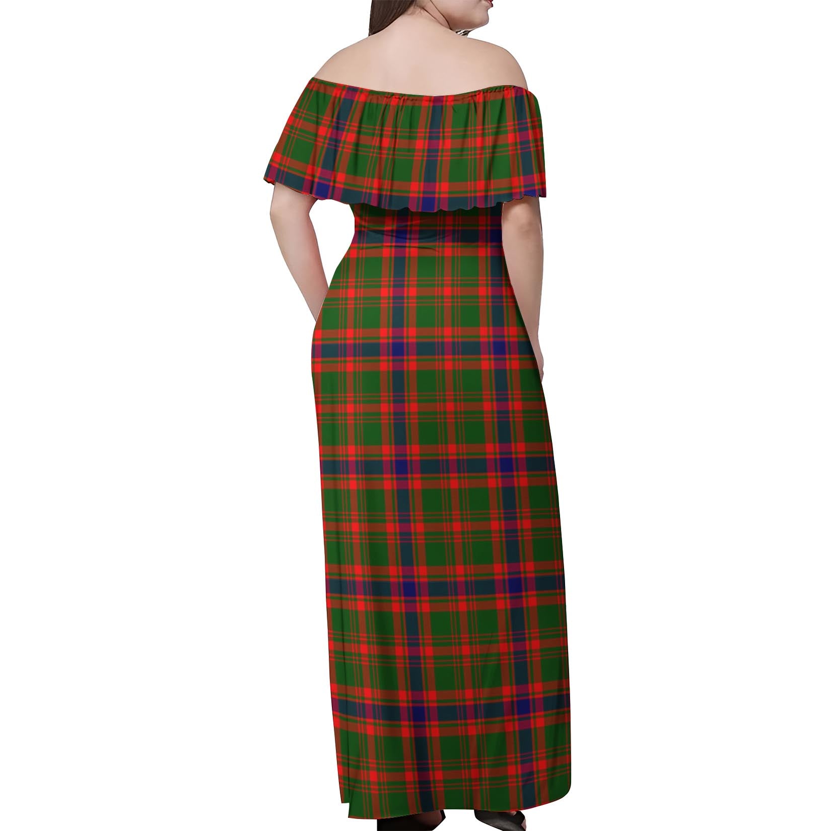 Kinninmont Tartan Off Shoulder Long Dress - Tartan Vibes Clothing