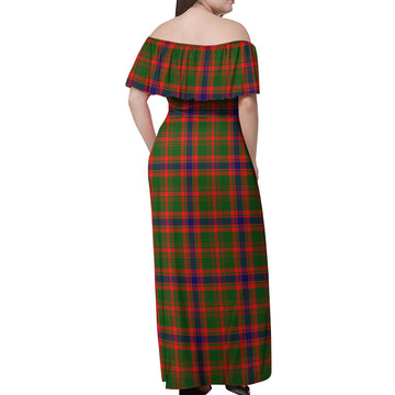 Kinninmont Tartan Off Shoulder Long Dress - Tartan Vibes Clothing