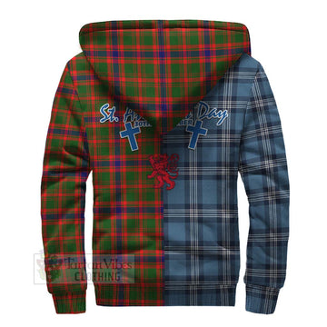 Kinninmont Tartan Sherpa Hoodie Happy St. Andrew's Day Half Tartan Style - Tartan Vibes Clothing