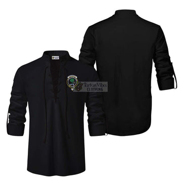 Kinninmont Clan Crest Ghillie Kilt Shirt Men Black - 2D-tartanvibesclothing