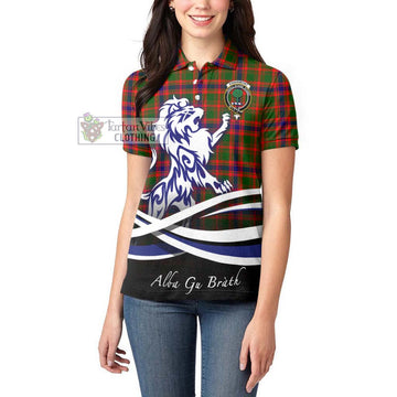 Kinninmont Tartan Women's Polo Shirt with Alba Gu Brath Regal Lion Emblem - Tartan Vibes Clothing