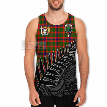 Kinninmont Crest Tartan Men's Tank Top with New Zealand Silver Fern Half Style - Tartan Vibes Clothing