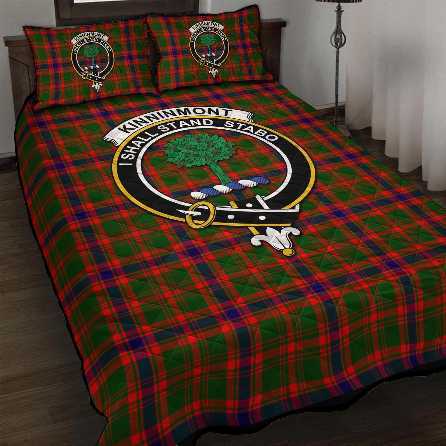 Kinninmont Tartan Quilt Bed Set with Family Crest - Tartan Vibes Clothing