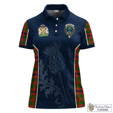 Kinninmont Tartan Women's Polo Shirt with Family Crest and Scottish Thistle Vibes Sport Style