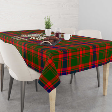 Kinninmont Tartan Tablecloth with Clan Crest and the Golden Sword of Courageous Legacy - Tartan Vibes Clothing