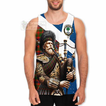 Kinninmont Tartan Men's Tank Top with Family Crest Scottish Bagpiper Vibes - Tartan Vibes Clothing