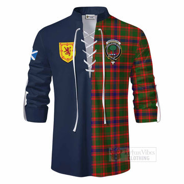 Kinninmont Tartan Ghillie Kilt Shirt Alba with Scottish Lion Royal Arm Half Style - Tartan Vibes Clothing