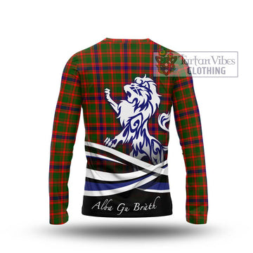 Kinninmont Tartan Long Sleeve T-Shirt with Alba Gu Brath Regal Lion Emblem - Tartan Vibes Clothing