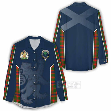 Kinninmont Tartan Women's Casual Shirt with Family Crest and Lion Rampant Vibes Sport Style - Tartan Vibes Clothing