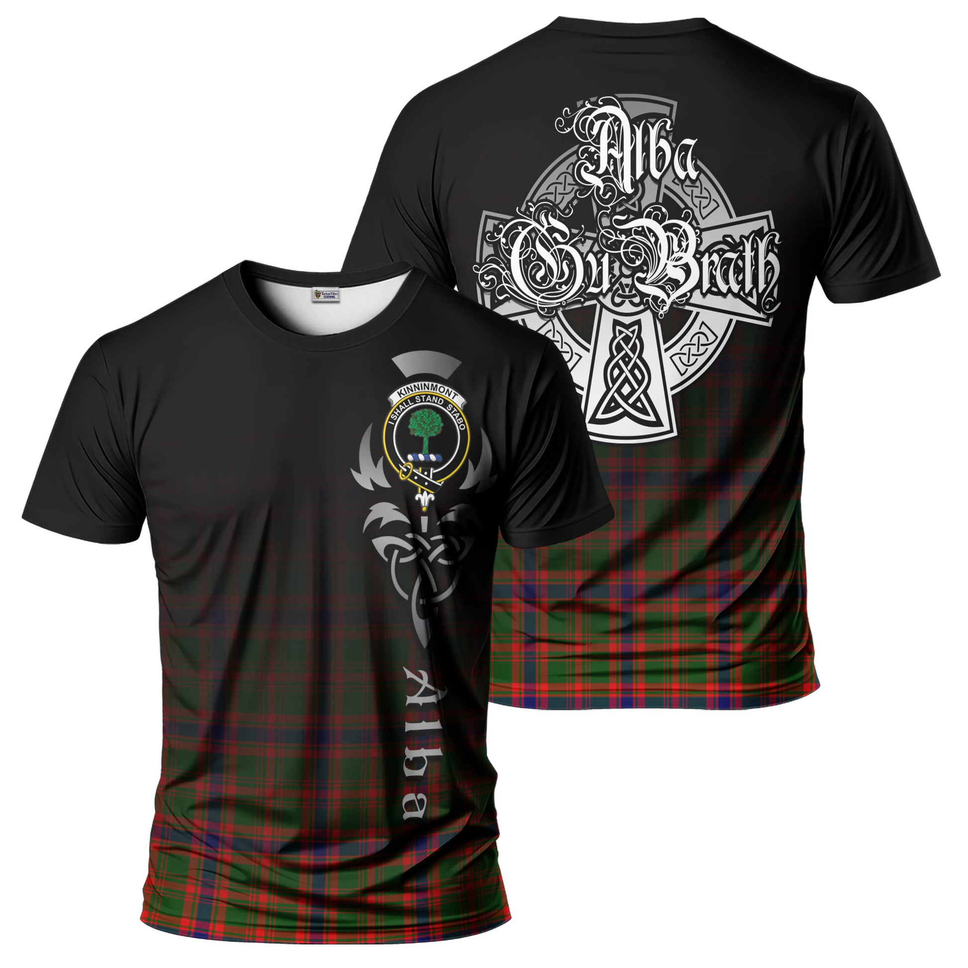 Kinninmont Tartan T-Shirt Featuring Alba Gu Brath Family Crest Celtic Inspired - Tartan Vibes Clothing