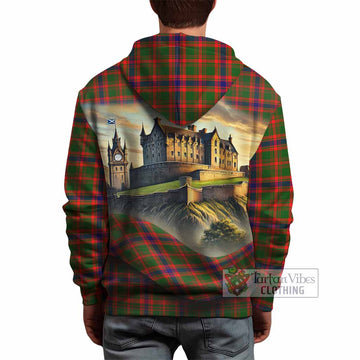 Kinninmont Tartan Family Crest Hoodie with Scottish Ancient Castle Style - Tartan Vibes Clothing