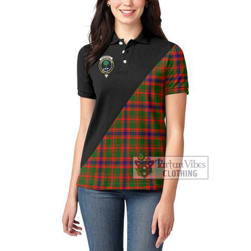 Kinninmont Tartan Women's Polo Shirt with Family Crest and Military Logo Style - Tartan Vibes Clothing