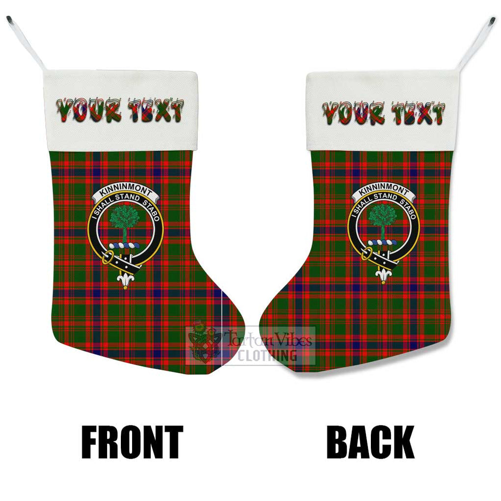 Kinninmont Tartan Family Crest Christmas Stocking with Personalized Text - Tartan Vibes Clothing