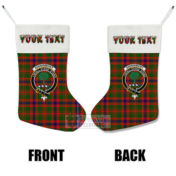 Kinninmont Tartan Family Crest Christmas Stocking with Personalized Text - Tartan Vibes Clothing