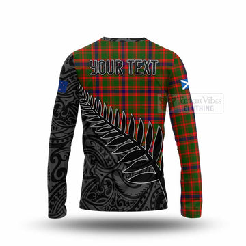 Kinninmont Crest Tartan Long Sleeve T-Shirt with New Zealand Silver Fern Half Style - Tartan Vibes Clothing