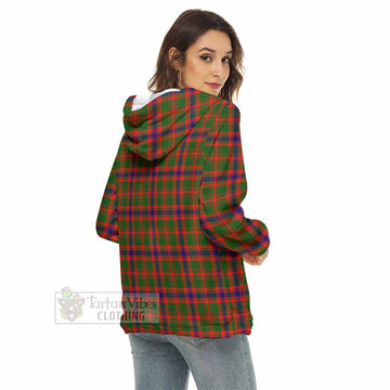 Kinninmont Tartan Women's Borg Fleece Hoodie with Half Zip - Tartan Vibes Clothing