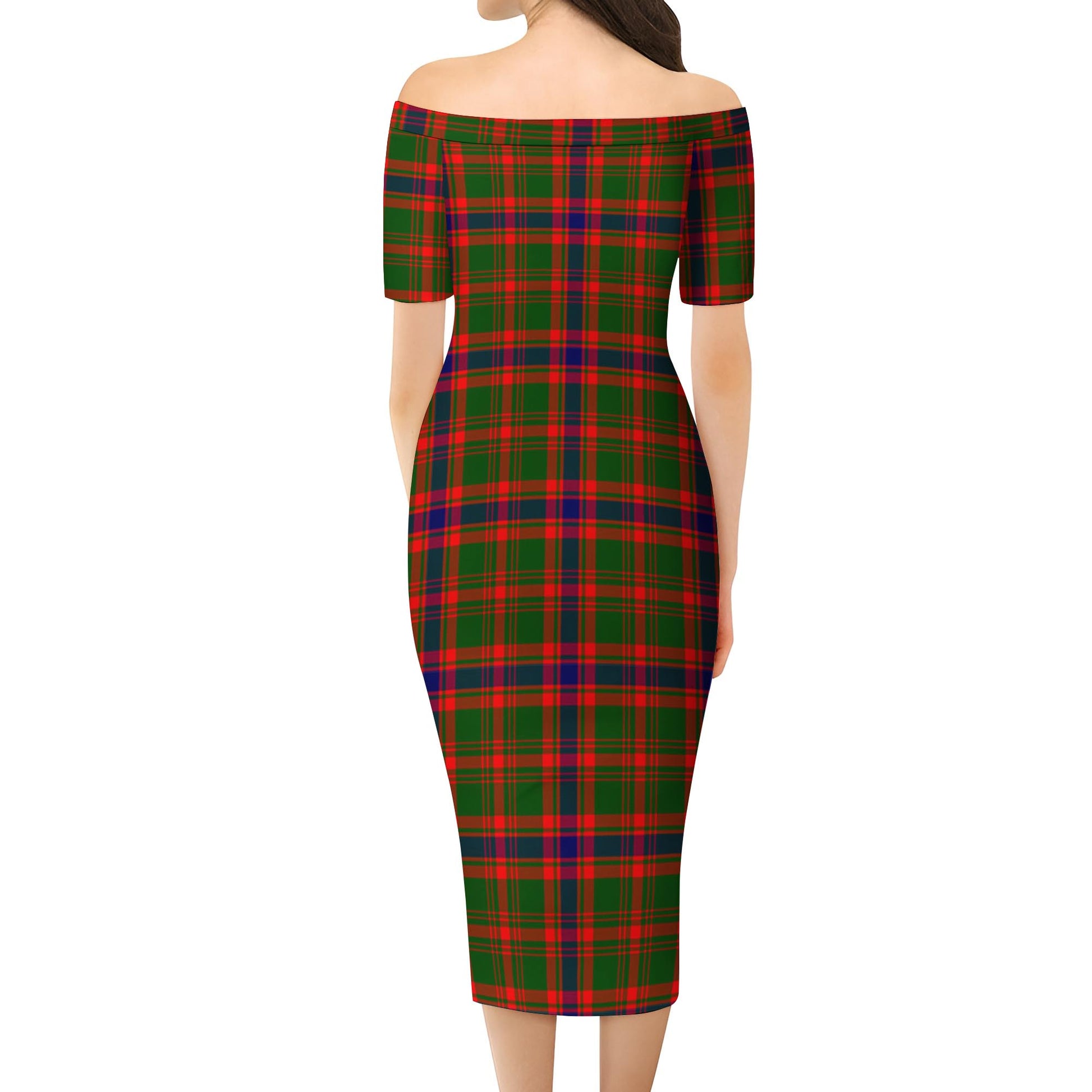 Kinninmont Tartan Off Shoulder Lady Dress - Tartan Vibes Clothing
