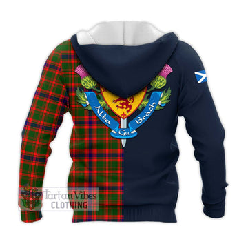 Kinninmont Tartan Knitted Hoodie Alba with Scottish Lion Royal Arm Half Style - Tartan Vibes Clothing