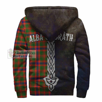 Kinninmont Tartan Family Crest Sherpa Hoodie Alba Gu Brath Be Brave Lion Ancient Style - Tartan Vibes Clothing