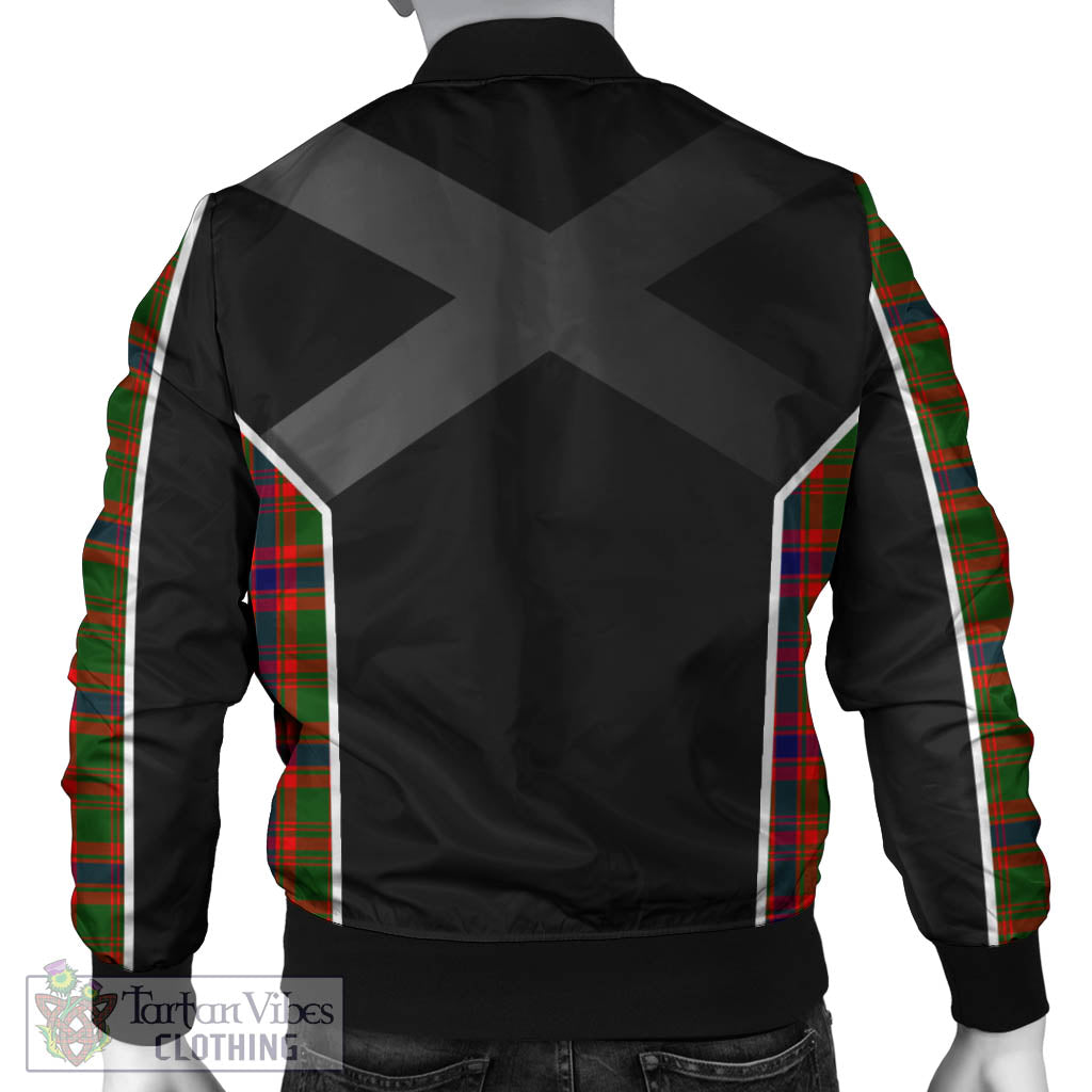 Kinninmont Tartan Bomber Jacket with Family Crest and Scottish Thistle Vibes Sport Style - Tartan Vibes Clothing