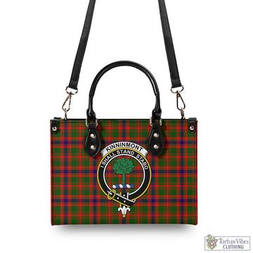 Kinninmont Tartan Luxury Leather Handbags with Family Crest - Tartan Vibes Clothing