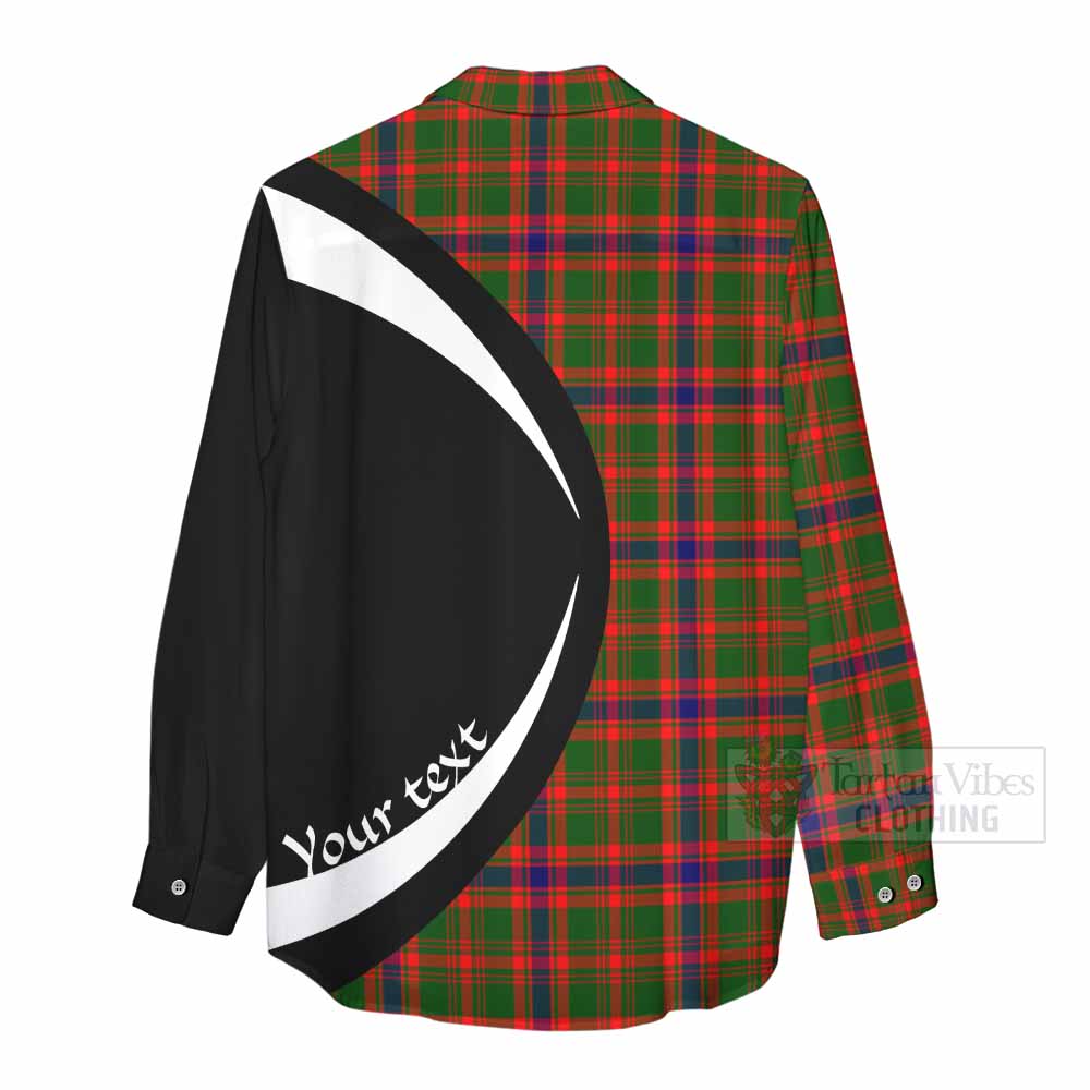Kinninmont Tartan Women's Casual Shirt with Family Crest Circle Style - Tartan Vibes Clothing