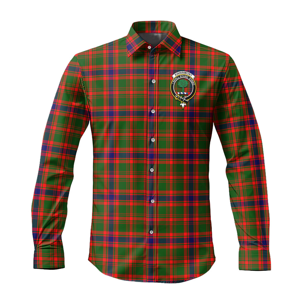 Kinninmont Tartan Long Sleeve Button Up Shirt with Family Crest Men's Shirt - Tartan Vibes Clothing