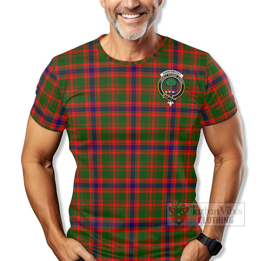 Kinninmont Tartan T-Shirt with Family Crest Celtic Skull Style - Tartan Vibes Clothing