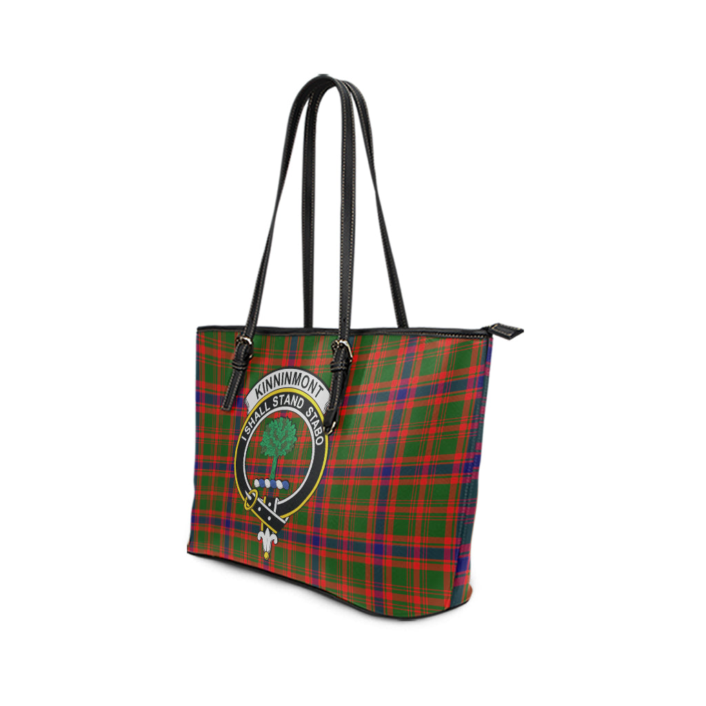 Kinninmont Tartan Leather Tote Bag with Family Crest - Tartan Vibes Clothing