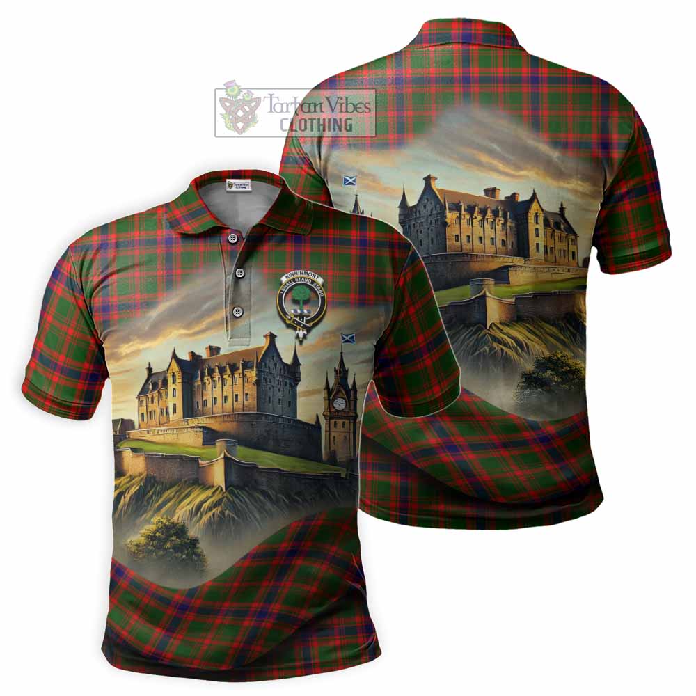 Tartan Vibes Clothing Kinninmont Tartan Family Crest Polo Shirt with Scottish Ancient Castle Stype