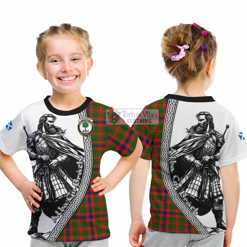 Kinninmont Tartan Clan Crest Kid T-Shirt with Highlander Warrior Celtic Style - Tartan Vibes Clothing