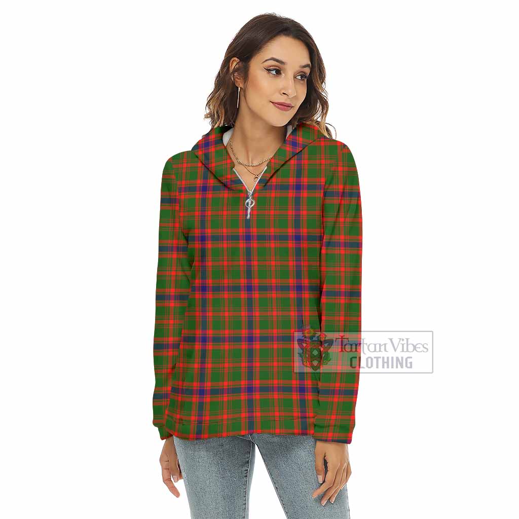 Kinninmont Tartan Women's Borg Fleece Hoodie with Half Zip - Tartan Vibes Clothing